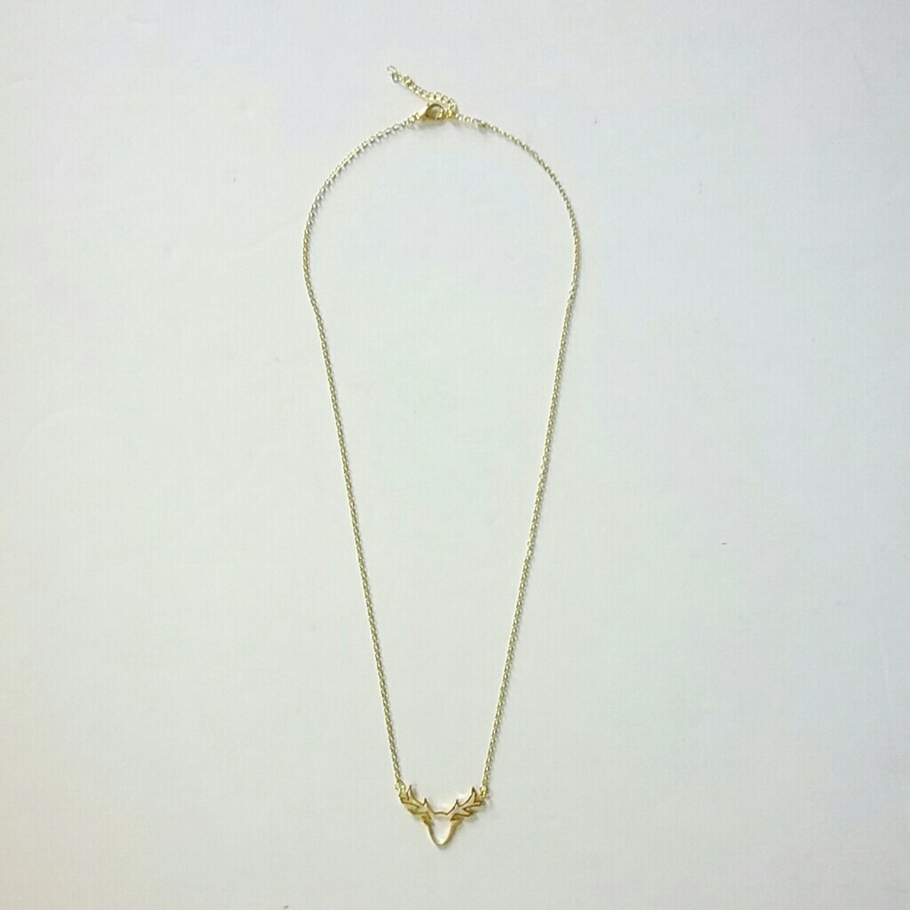 Gold Simple Reindeer Necklace - Picture 5 of 8